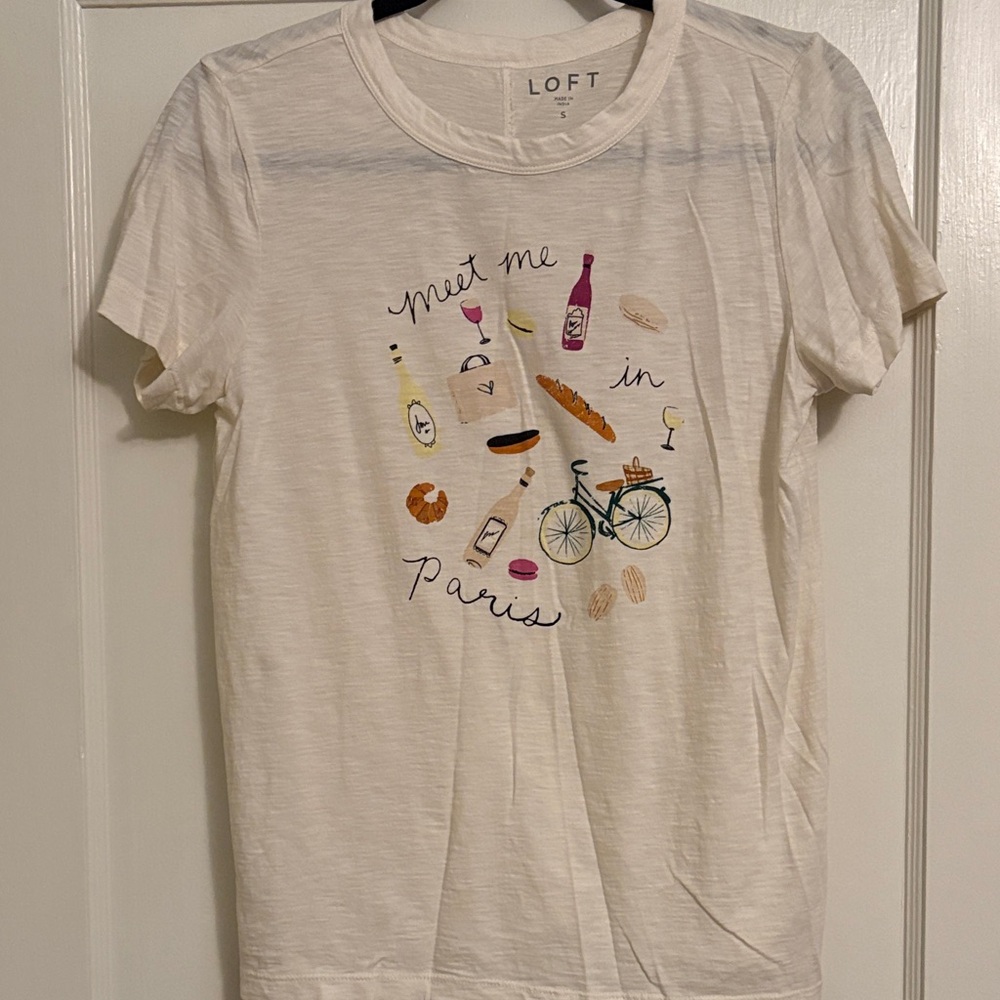 LOFT Cream Parisian Graphic Tee